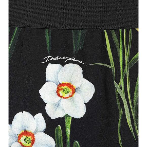 DOLCE & GABBANA Black Daffodil-print Cady Midi Skirt  IT 40 US S - Picture 6 of 9